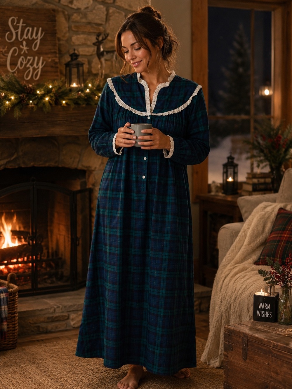 Lanz of Salzburg Plaid Nightgown size small